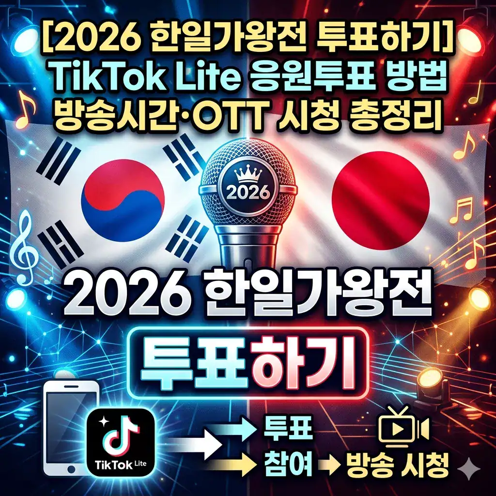2026 한일가왕전 투표 방법과 방송 시청 정보 안내 이미지.