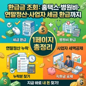 홈택스·병원비·연말정산·사업자 세금 환급 정보.