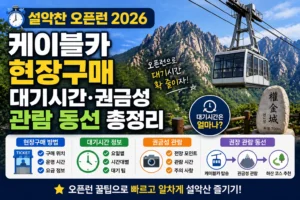 설악산 오픈런 2026 : 케이블카 현장구매·대기시간·권금성 관람 동선 총정리