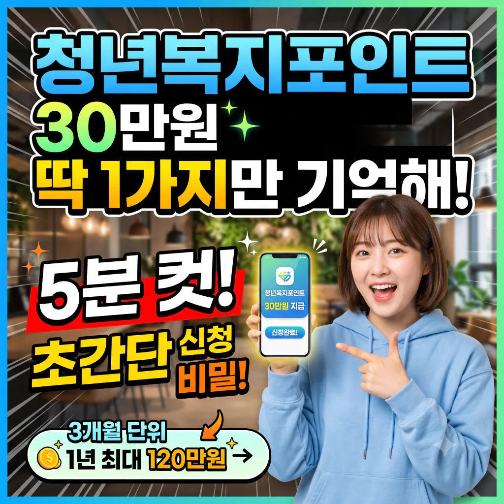 청년복지포인트 30만원(3개월 단위, 1년 최대 120만원), 딱 1가지만 기억해! 5분 컷 초간단 신청 비밀